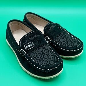 Black and white loafers